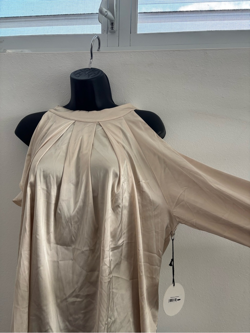 Milk & Honey Light Cream Pleated Halter Blouse